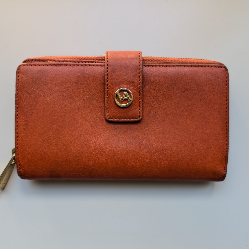 Orange and Gold Valentina Leather Wallet